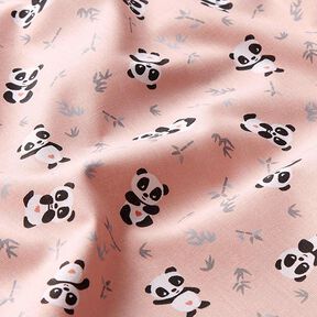 Bavlněná látka Kreton plyšová panda – růžová, 