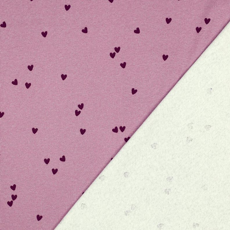 Žebrovaný žerzej Rozptýlená srdce | Poppy Fabrics – pastelově fialová/merlot,  image number 4