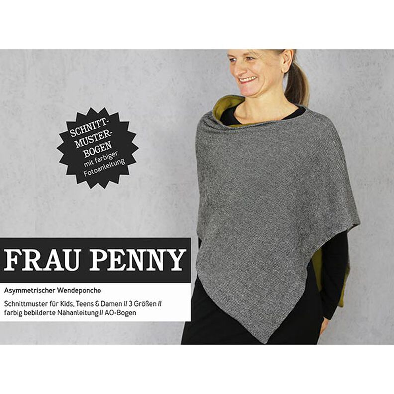 FRAU PENNY asymetrické oboustranné pončo | Studio Schnittreif | Onesize,  image number 1