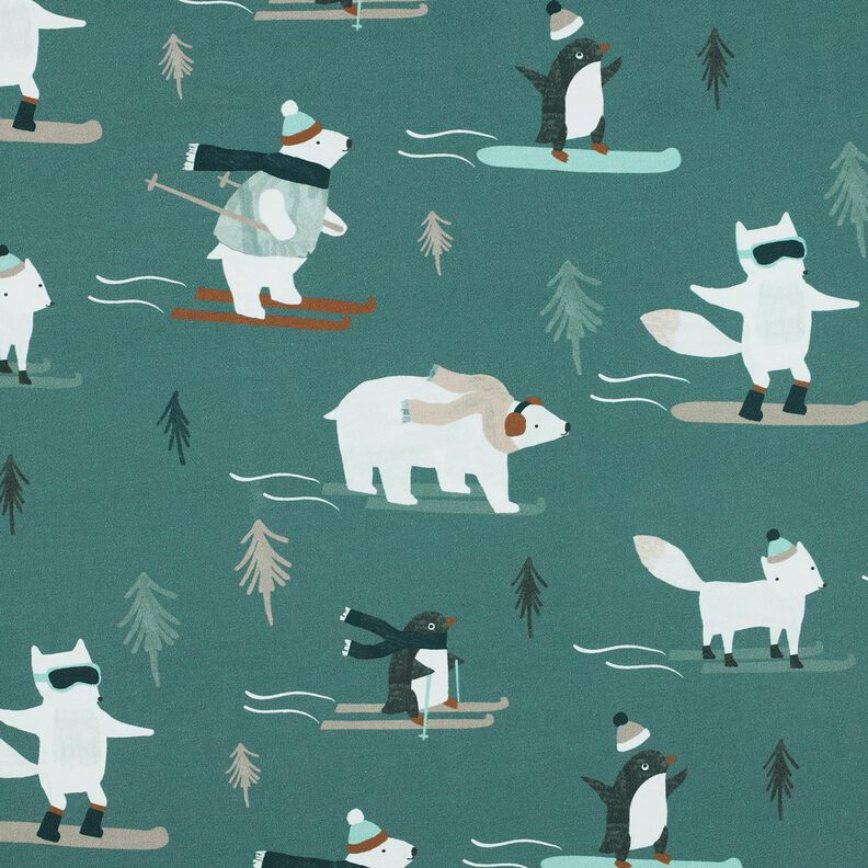Francouzské froté letní teplákovina Zimní sporty zvířat digitální potisk | Poppy Fabrics – lehký,  image number 1