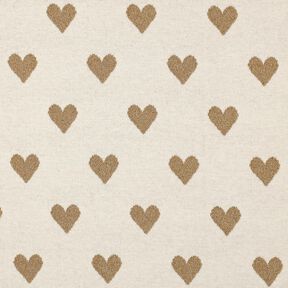 Žakárový žerzej Třpytivé srdce | Poppy Fabrics – přírodni/zlatá metalická, 