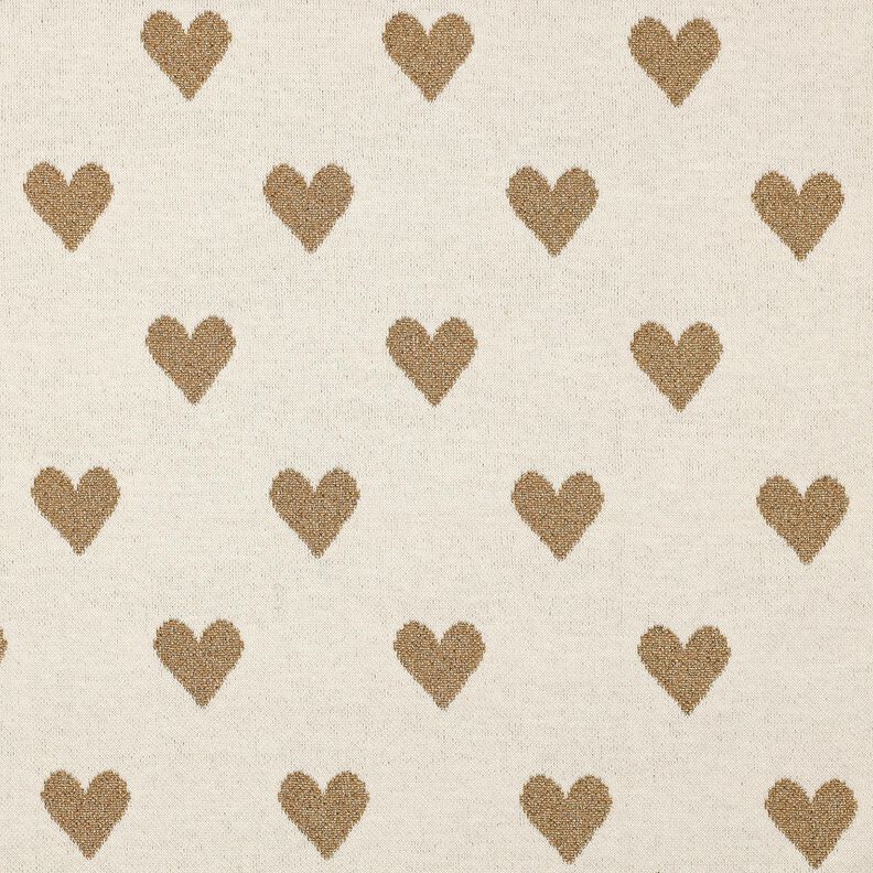 Žakárový žerzej Třpytivé srdce | Poppy Fabrics – přírodni/zlatá metalická,  image number 1