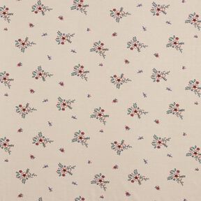 GOTS Bavlněný žerzej rozptýlené květiny | Poppy Fabrics – mandlová, 