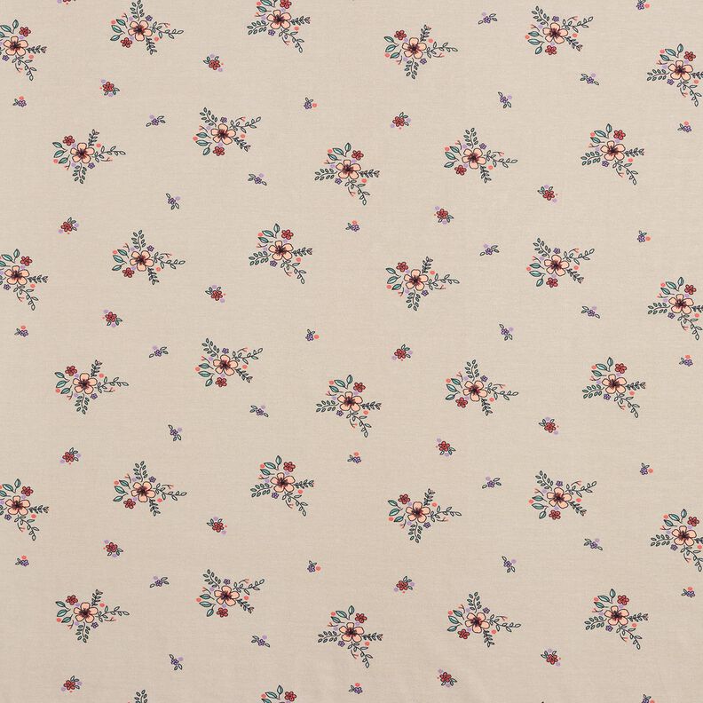 GOTS Bavlněný žerzej rozptýlené květiny | Poppy Fabrics – mandlová,  image number 1