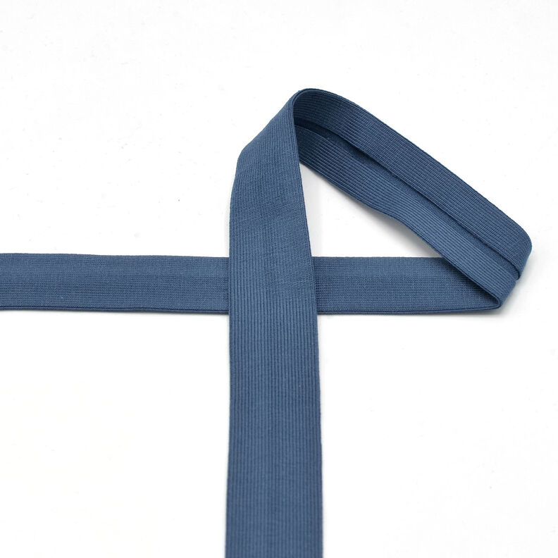 Šikmý proužek Bavlněný žerzej [20 mm] – džínově modrá,  image number 2