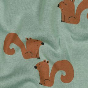 Teplákovina počesaná Veverky | Poppy Fabrics – rákosove zelená/bronzová, 