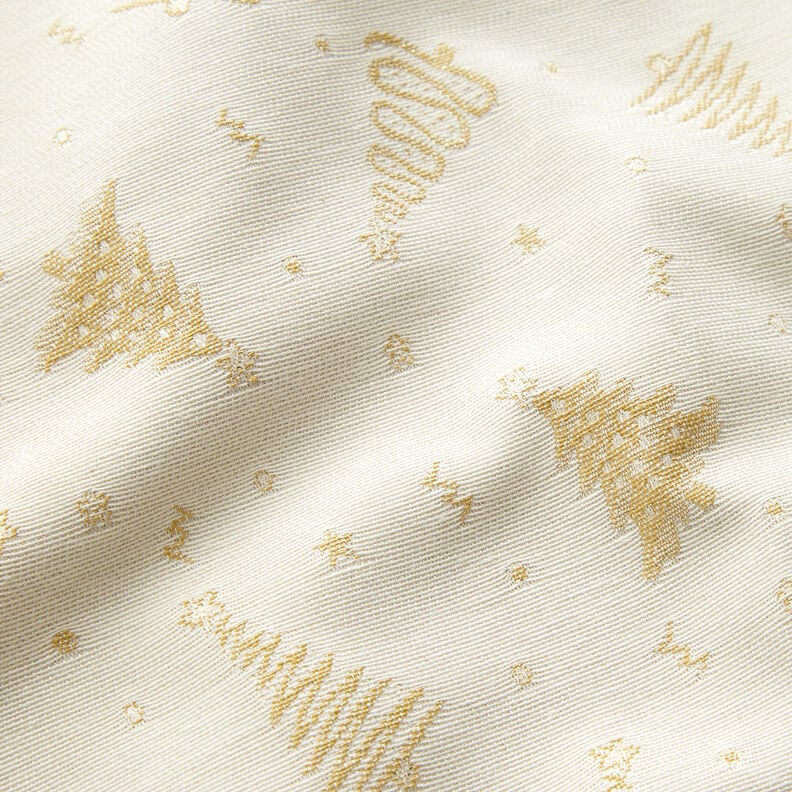 Dekorační látka Žakár Lurex Stromečky – světle béžová/zlatá, image number 2