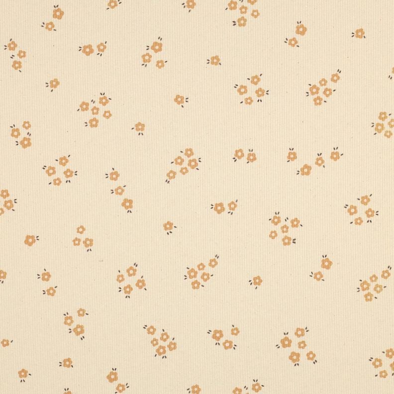 GOTS Žebrovan&yacute; žerzej Rozsypan&eacute; kv&iacute;tky | Poppy Fabrics &ndash; kremov&aacute;/srnč&iacute; hněd&aacute;,  image number 1