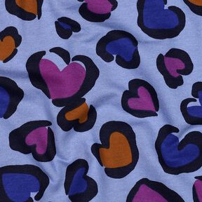 Teplákovina počesaná Barevná srdíčka | Poppy Fabrics – ocelová modr, 