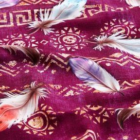 Francouzské froté Boho peří | Glitzerpüppi  – hroznová/humrová,  Francouzské froté Boho peří | Glitzerpüppi  – hroznová/humrová,