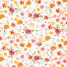 Mušelín / dvojitá mačkaná tkanina barevné akvarelové květiny digitální potisk – bílá,  thumbnail number 1