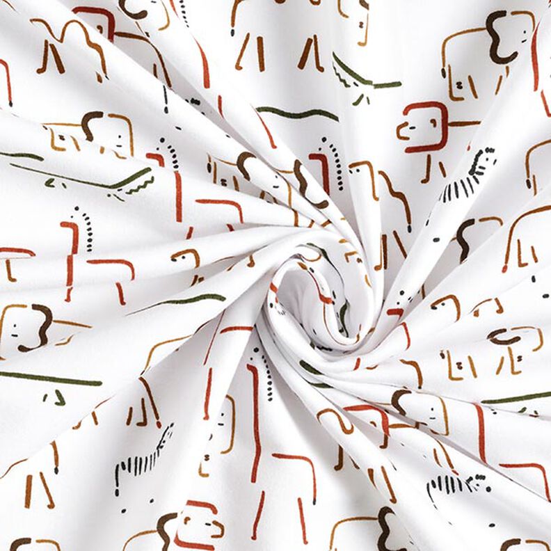 Teplákovina počesaná abstraktní stepní zvířata – bílá,  image number 3