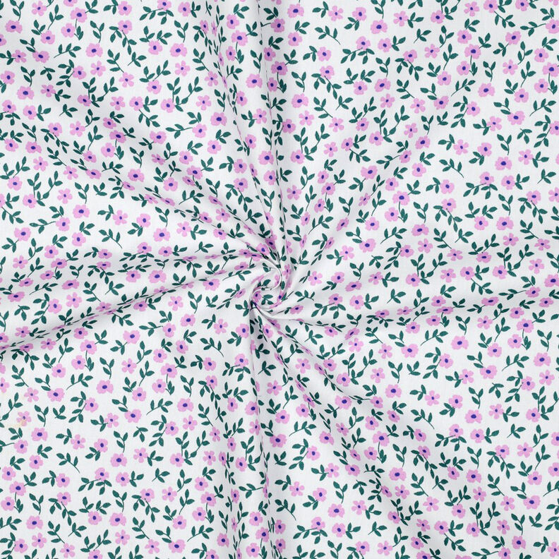 GOTS Bavlněný popelín Rozsypané kvítky | Poppy Fabrics – bílá/růžová, image number 3