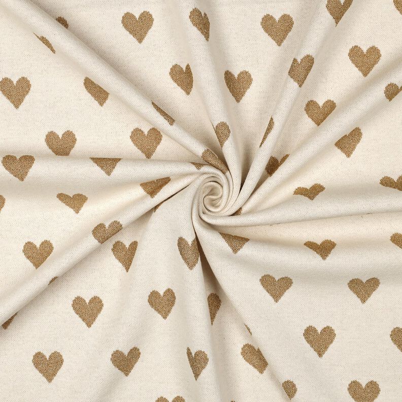 Žakárový žerzej Třpytivé srdce | Poppy Fabrics – přírodni/zlatá metalická, image number 3