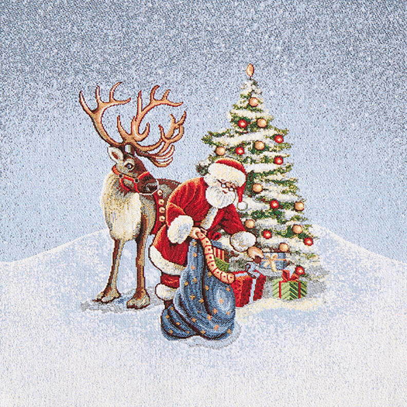 Dekorační předmět Gobelín Santa Klaus se soby – modrá,  image number 1