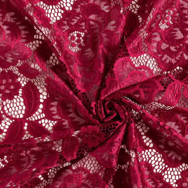Elastická krajka Květy a listy – tmavě červená,  image number 4