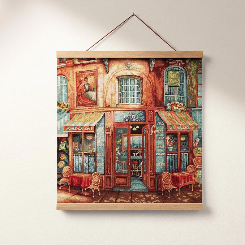 Dekorační panel Gobelín Francouzské bistro – modrá/terracotta, image number 5
