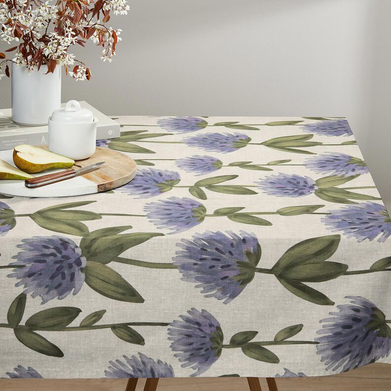 Dekorační látka Polopanama Kvetoucí jetel – modrošedá/taupe (šedohnědá), image number 8