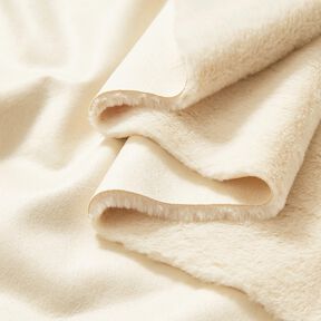 Velurová tkanina s podkladem z umělé kožešiny – kremová, 
