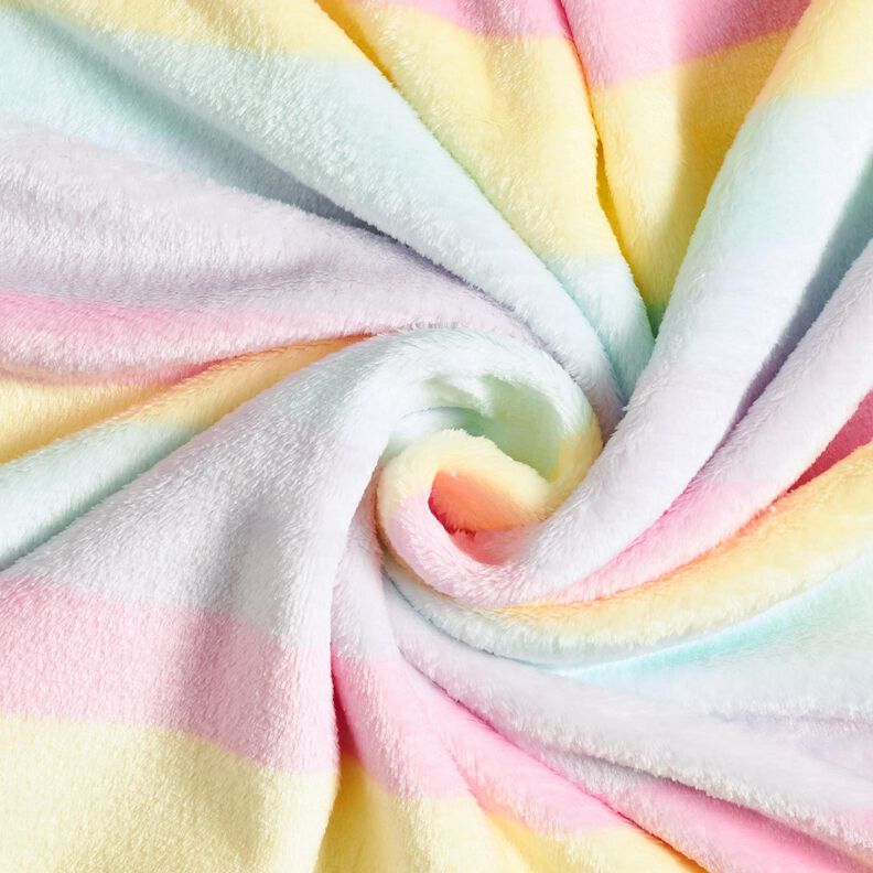 Hebký fleece Pastelové duhové pruhy – světle žlutá/růžová,  image number 3
