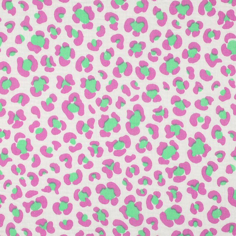 Mušelín / dvojitá mačkaná tkanina Barevný leopardí vzor | Poppy Fabrics – slonová kost/světle zelená, image number 1