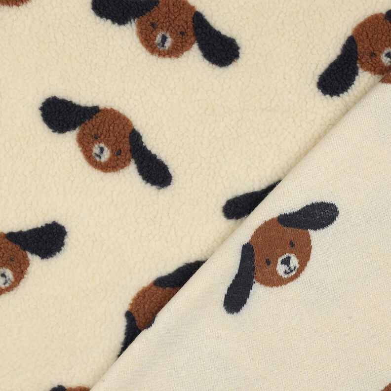 Plyš teddy Psí hlavy | Poppy Fabrics – světle béžová/černohnědá, image number 4