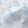 Mušelín / dvojitá mačkaná tkanina Listové úponky – bílá/petrolejová,  thumbnail number 3