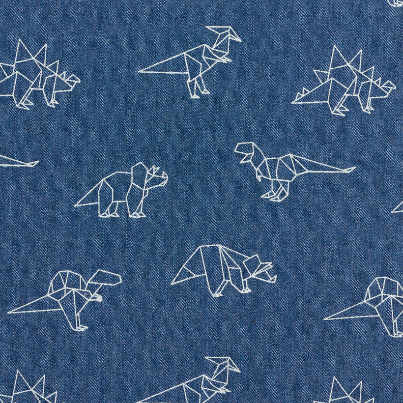 Džínovina strečová Origami dinosauři – džínově modrá,  image number 1
