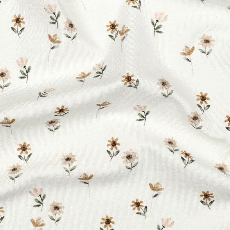 Bavlněný žerzej Roztomilé květiny digitální potisk | Poppy Fabrics – slonová kost/karamelová,  image number 2