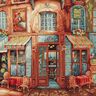 Dekorační panel Gobelín Francouzské bistro – modrá/terracotta,  thumbnail number 1