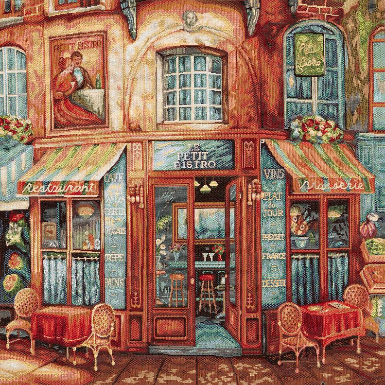 Dekorační panel Gobelín Francouzské bistro – modrá/terracotta, image number 1