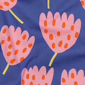 Bavlněný popelín Tulips – modrofialková/růžová, 