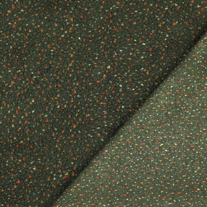Plyš teddy Tvíd Melír | Poppy Fabrics – tmavě zelená, image number 4
