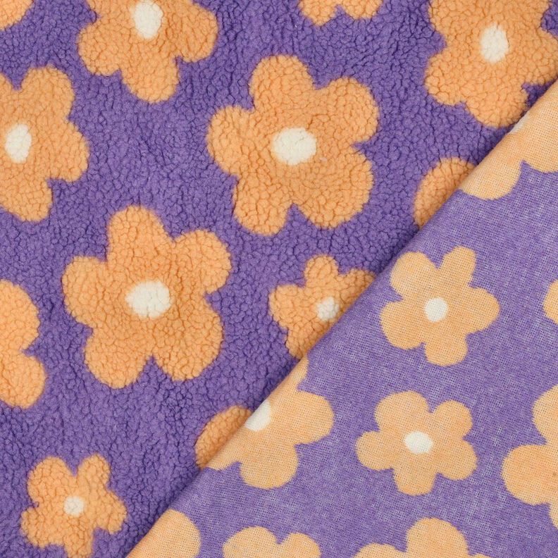 Ply&scaron; teddy Květiny | Poppy Fabrics &ndash; levandulov&aacute;/meruňkov&aacute;,  image number 4