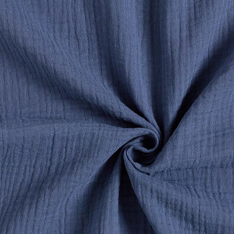 GOTS Mušelín / dvojitá mačkaná tkanina | Tula – džínově modrá,  image number 1