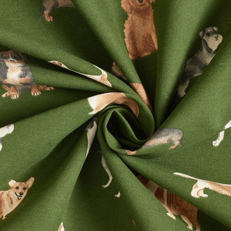 Dekorační látka Polopanama roztomilí psi – piniová/hnědá,  image number 3