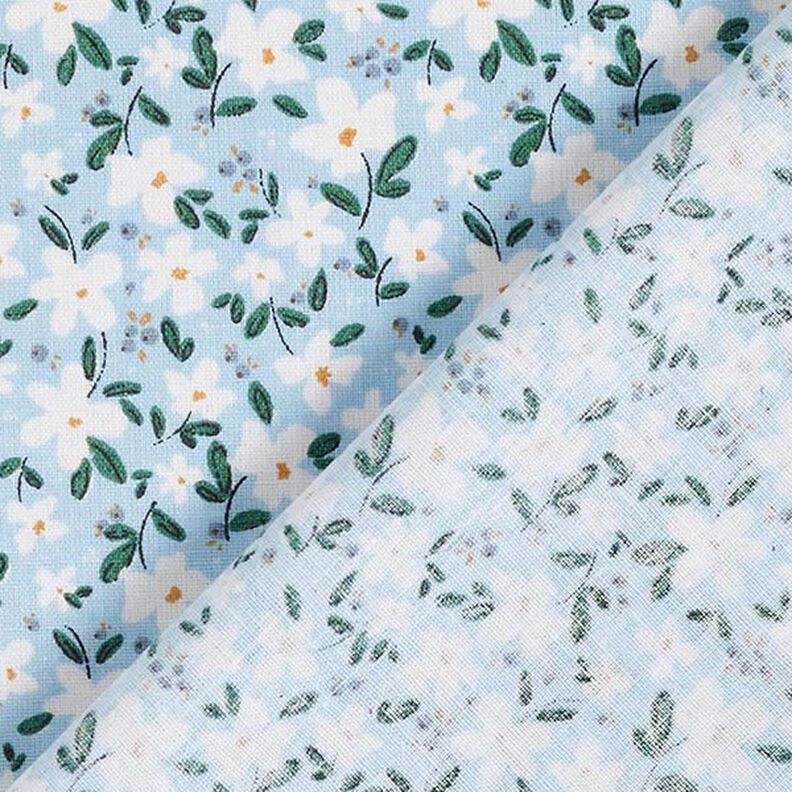 Organická bavlna popelín jemné květy – nebeská modrá,  image number 4