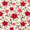 Dekorační látka Plátno Květiny poinsettie – vlněná bílá/karmínově červená,  thumbnail number 1