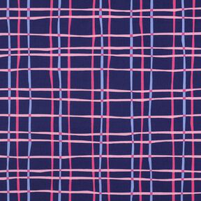 Bavlněný popelín Zvlněná kostka | Poppy Fabrics – indigová/růžová, 