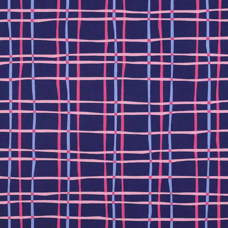 Bavlněný popelín Zvlněná kostka | Poppy Fabrics – indigová/růžová,  image number 1