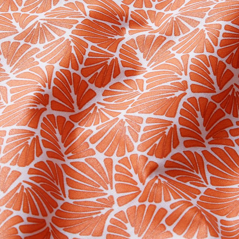 Povrstvená bavlna Abstraktní mini listy – oranžová/bílá, image number 3