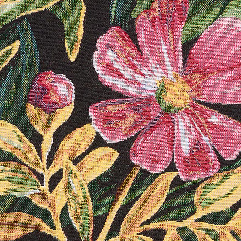 Dekorační látka Gobelín Květy – černá/zelená,  image number 9