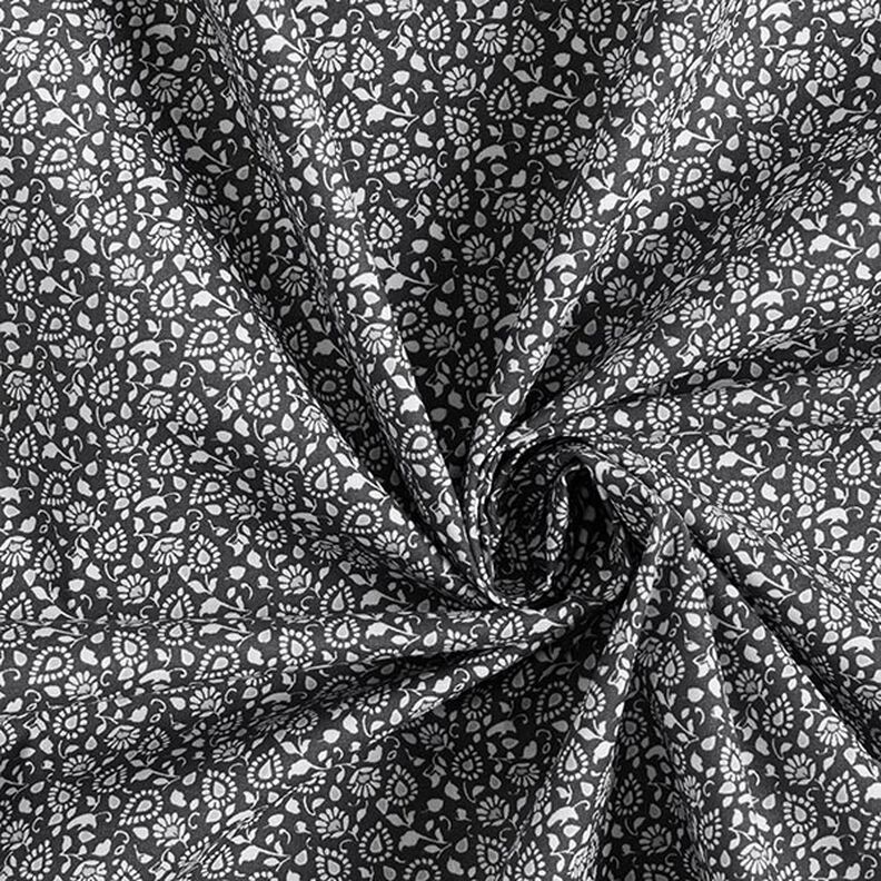Bavlněný kreton drobný vzor paisley – tmavě šedá,  image number 3