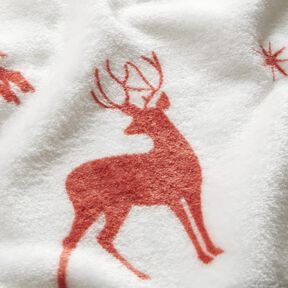 Hebký fleece Jelen ve sněhu – slonová kost/mědená, 