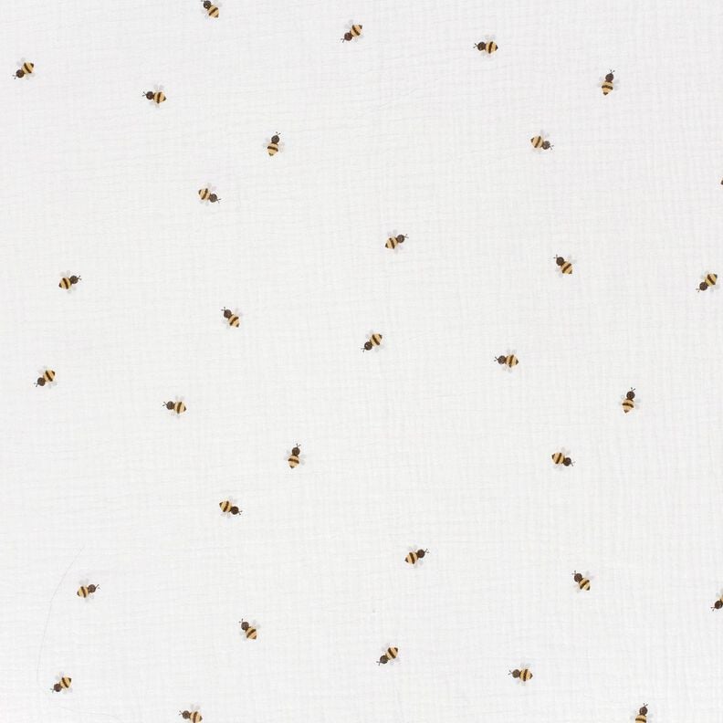 Mu&scaron;el&iacute;n / dvojit&aacute; mačkan&aacute; tkanina Včelky &ndash; vlněn&aacute; b&iacute;l&aacute;/zlat&aacute;,  image number 1
