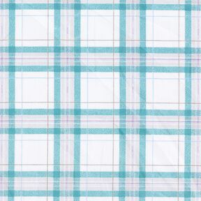 Bavlněná látka kostkovaný tartan – bílá/tyrkysová, 