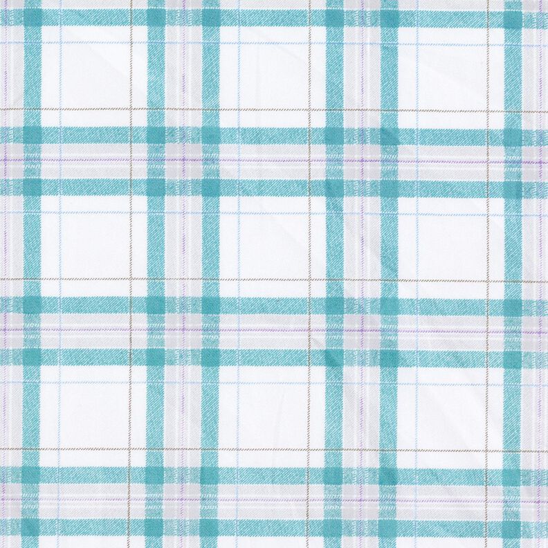 Bavlněná látka kostkovaný tartan – bílá/tyrkysová, image number 1