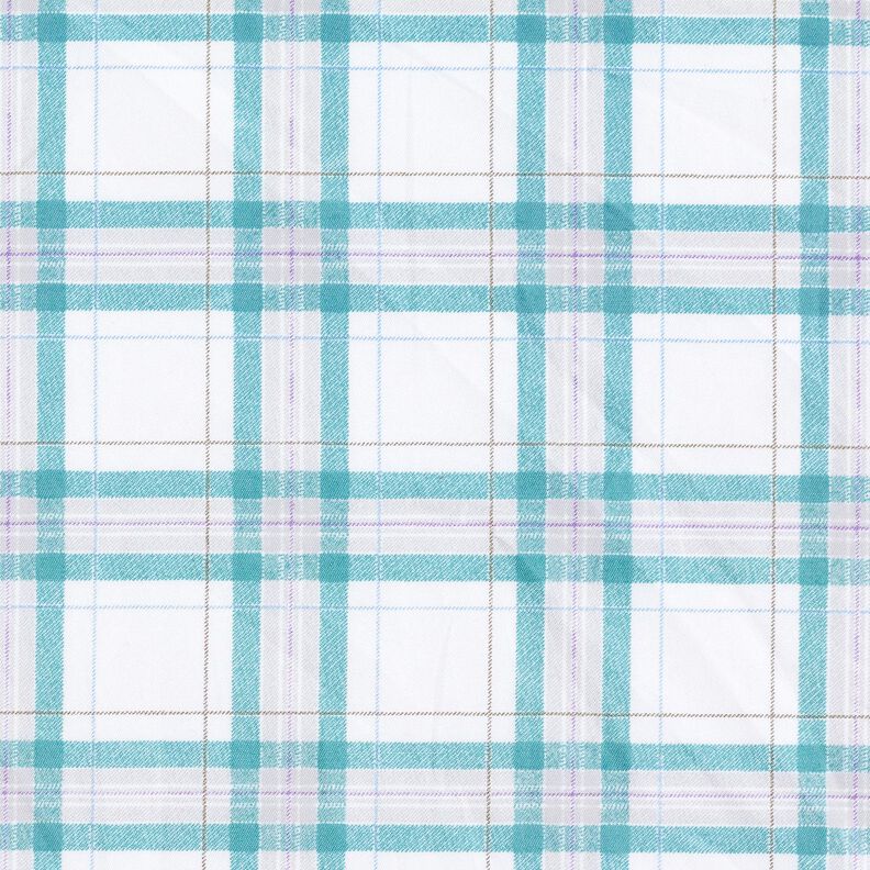 Bavlněná látka kostkovaný tartan – bílá/tyrkysová,  image number 1