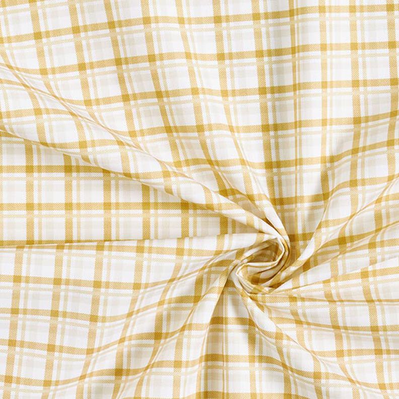 Bavlněný popelín s dvojitým károváním – bílá/hořčicove žlutá,  image number 3