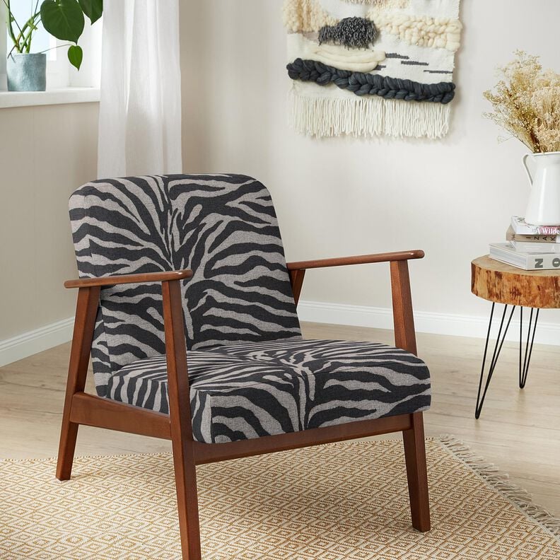 Čalounická látka Žakár Zebra – černá/šedá,  image number 7